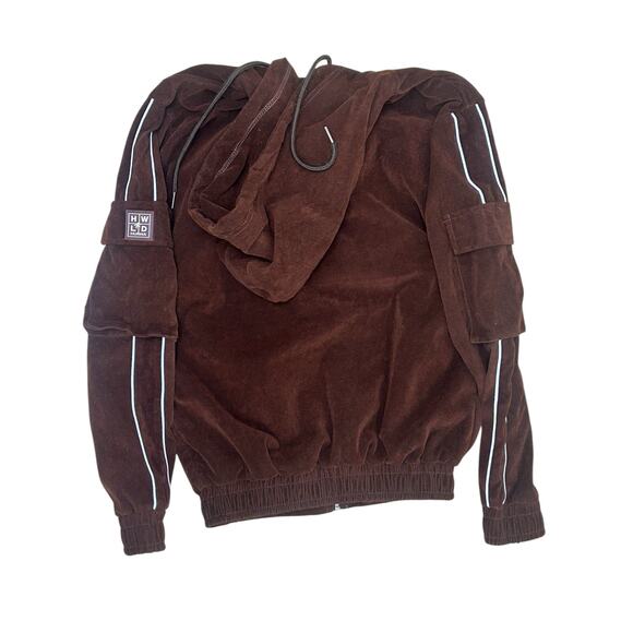 HWLD Hunna Brown Zip Lore Jacket Size Small Chocolate Streetwear - Picture 6 of 8